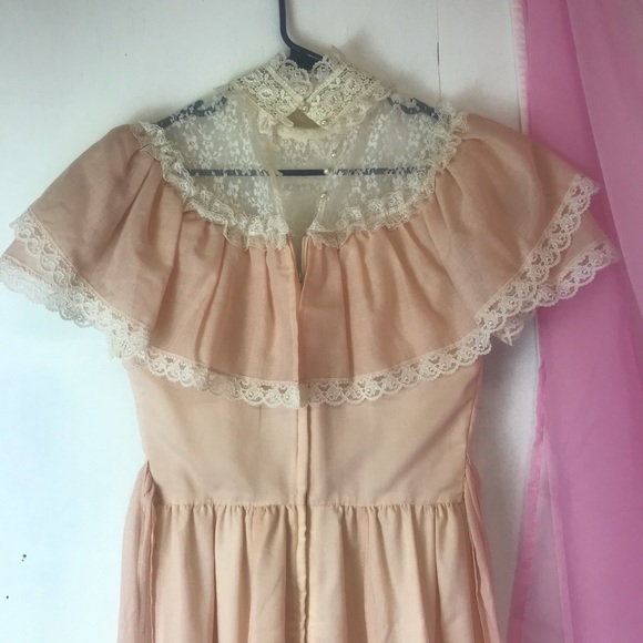 Vintage pink 70s prairie Jessica mcclintock dress - Picture 5 of 11